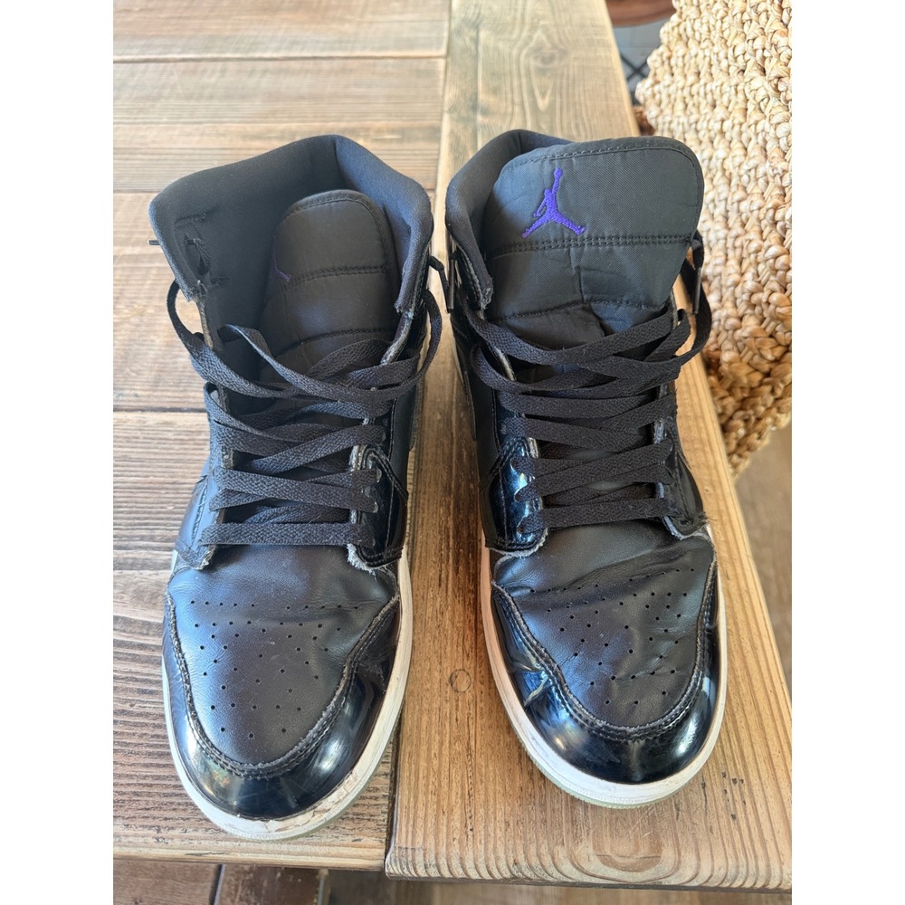 Jordan 1 Mid Black Patent Leather Dark Concord DV1308-004 Mens 12